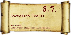 Bartalics Teofil névjegykártya